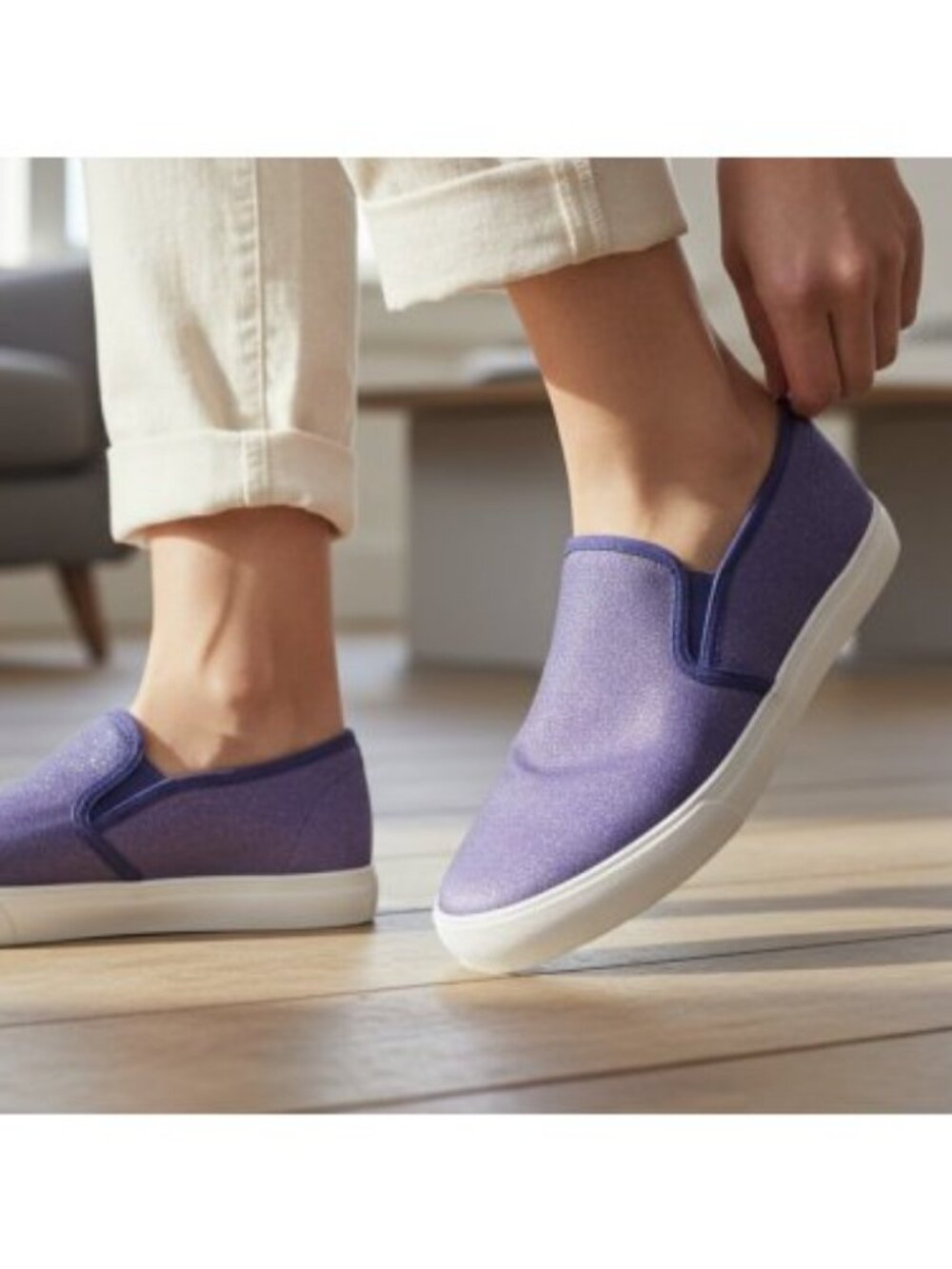 STUDIO 1886 Purple Ombre Canvas Slip On Sneakers Ladies Size 8